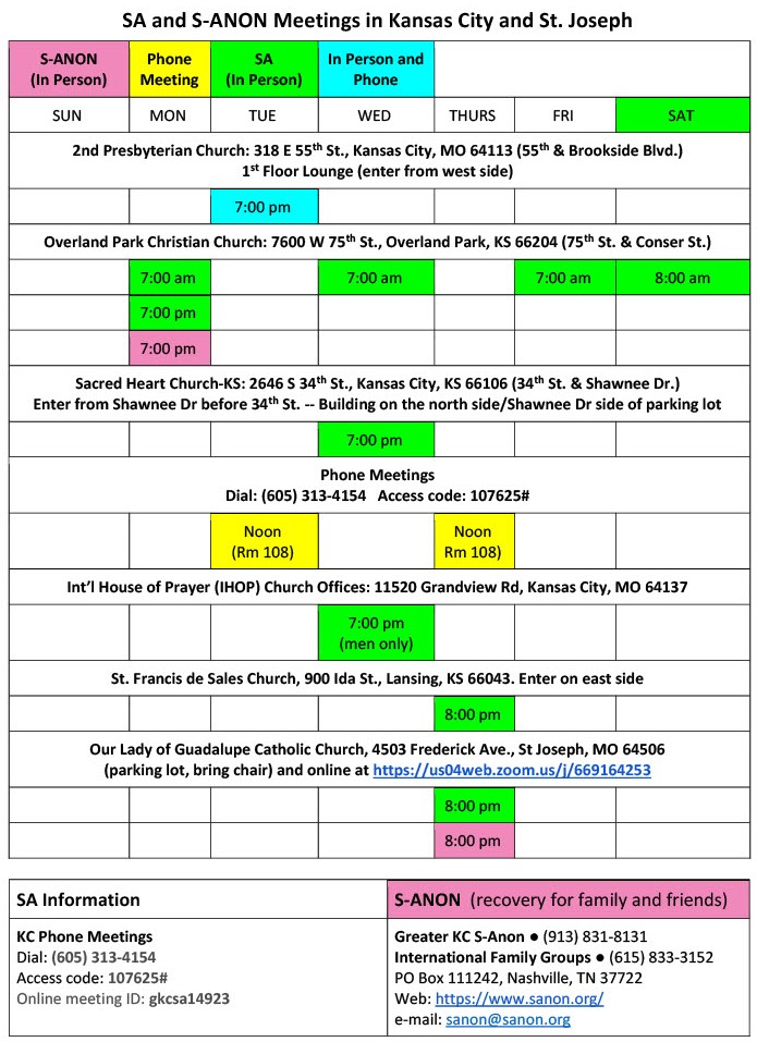 Meetings Kansas City Sexaholics Anonymous